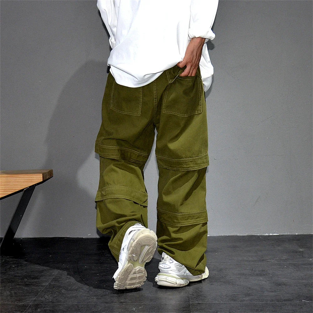 High Quality Army Green Cargo Pants Men American Vintage Hip Hop Plus Size Skateboard Pants Harajuku Casual Cotton Trousers Male