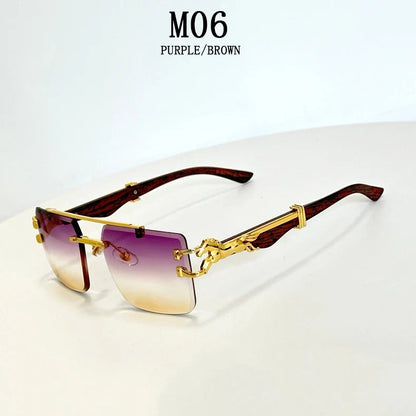 2023 Sunglasses Women Luxury Rimless Vintage Fashion Glasses Lunette Oversized Shades De Soleil Femme Gafas De Sol Mujer Lentes