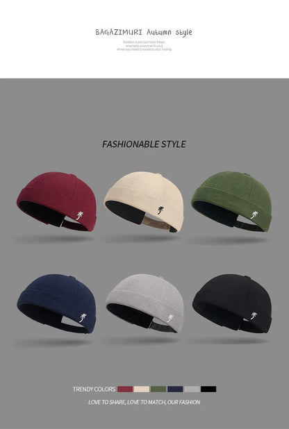 Brimless Hat for Men Women Cotton Classic Solid Color Beanie Beaded Hip Hop Hat for Outside Cycling Riding Activities