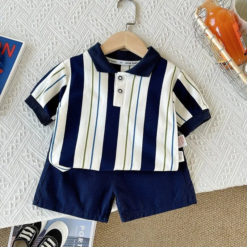 New Summer Baby Boys Clothes Suit Children Short Sleeved Striped T-Shirt Shorts 2Pcs/Sets Infant Casual Costume Kids Tracksuits
