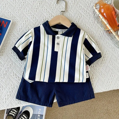 New Summer Baby Boys Clothes Suit Children Short Sleeved Striped T-Shirt Shorts 2Pcs/Sets Infant Casual Costume Kids Tracksuits