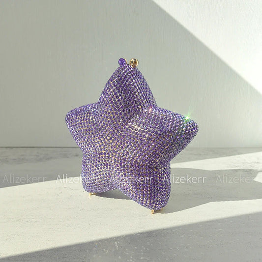 Star Shaped Crystal Evening Bags Women 2024 Boutique Gorgeous Gradient Colour Diamond Mini Clutch Purses Wedding Party