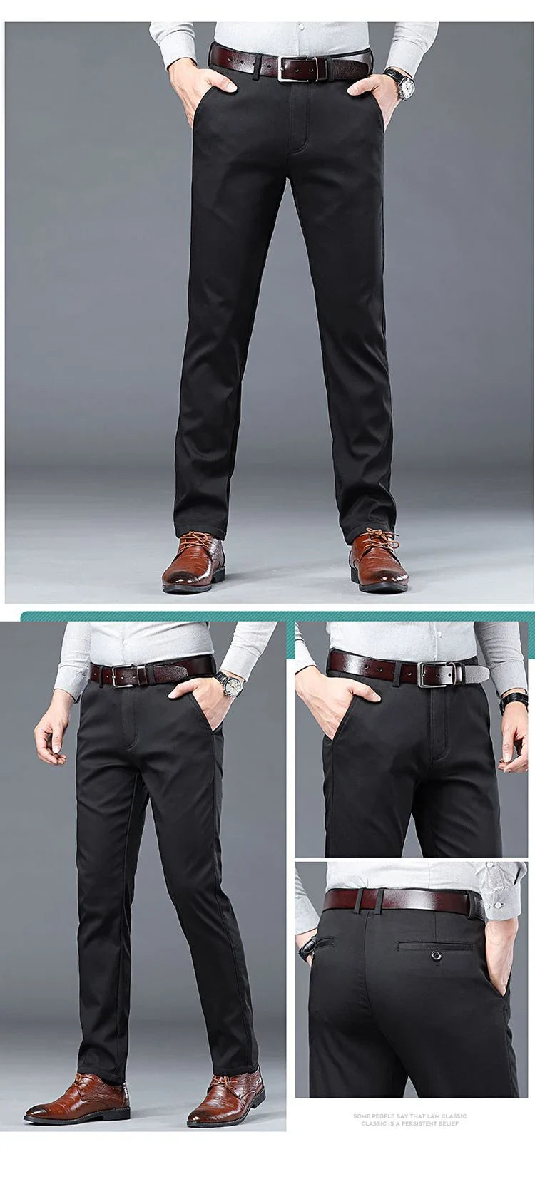 Summer Thin Men's Slim Suit Pants Fashion Business Casual Cotton Green Black Khaki Trousers Male Brand Clothing 30-40