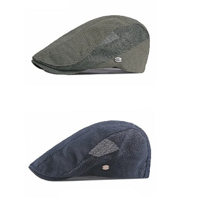 Men Women Breathable Mesh Summer Hat Newsboy Beret Ivy Cap Cabbie Flat Cap Adjustable Vintage Style