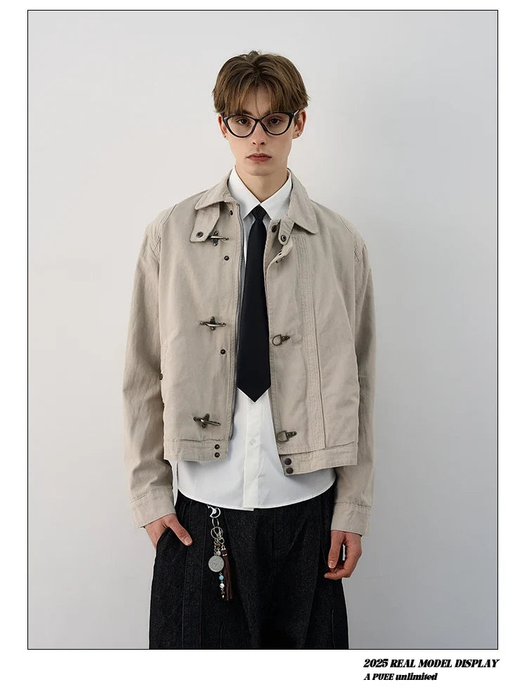 Harajuku Retro Black Gothic High Street Airplane Buckle Jacket for Men and Women Korean Fashion Y2k American Retro Casual Jacket