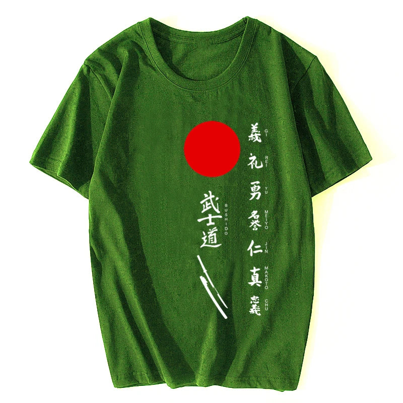 Men'S Japanese Kanji Samurai Bushido Tshirt Men'S Fashion Tees T Shirt Men Summer Style Design T-Shirt Oversize Streetwear