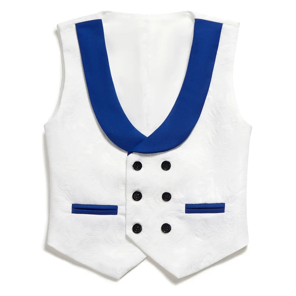 SHIP TODAY Boy's Jacquard Suit for Formal Occasion, Wedding Ring Bearer Suits, Luxury 5-Piece Set Jacket Vest Pants Bowtie & Tie