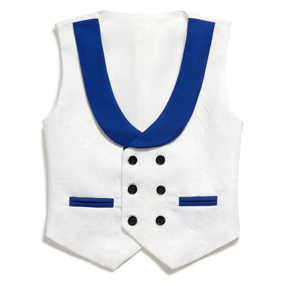 SHIP TODAY Boy's Jacquard Suit for Formal Occasion, Wedding Ring Bearer Suits, Luxury 5-Piece Set Jacket Vest Pants Bowtie & Tie