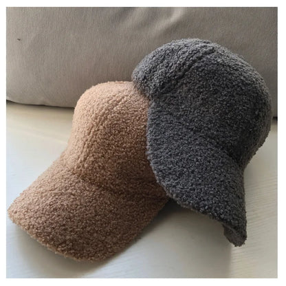 Cap for Women Winter Warm Baseball Cap Women Artificial Lamb Wool Hats  Plush Baseball Caps Autumn Baseball Cap