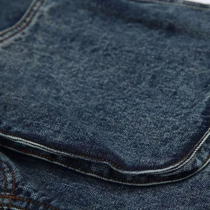 Spring Korean Vintage Men'S Jeans Three-Dimensional Large Pockets And Diagonal Zipper Design Wide Leg Casual Straight Leg Pants