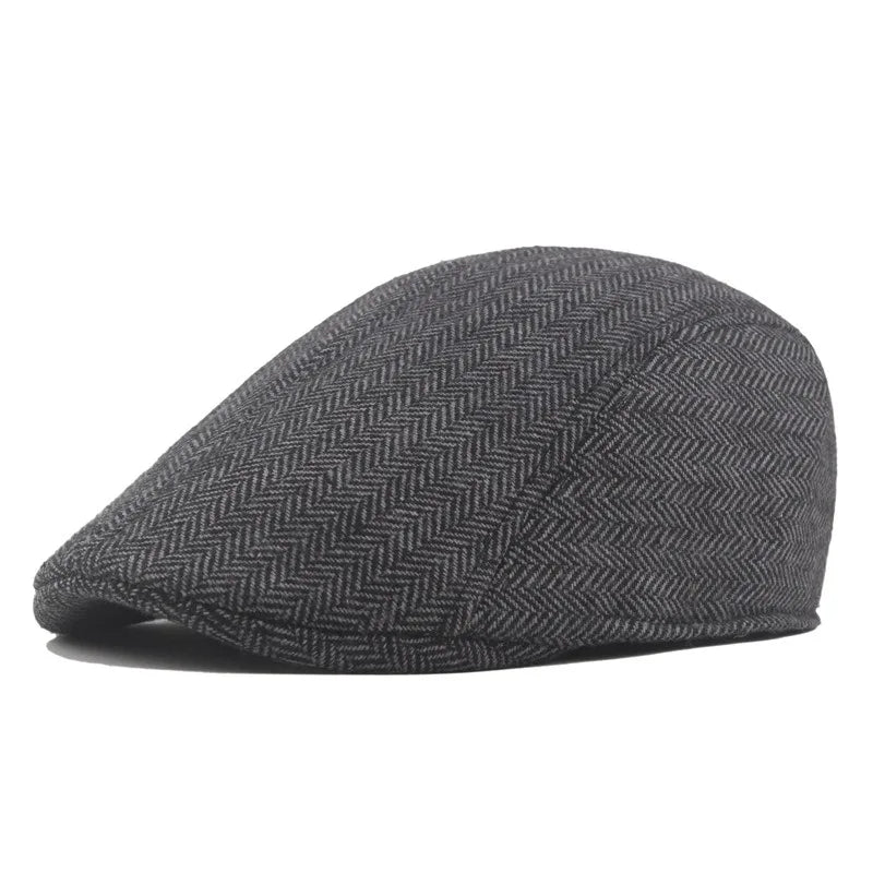 Men Retro Beret British Hats Wool Blend Vintage Herringbone Tweed Men Casual Fashion Hat Flat Keep Warm Caps Gifts