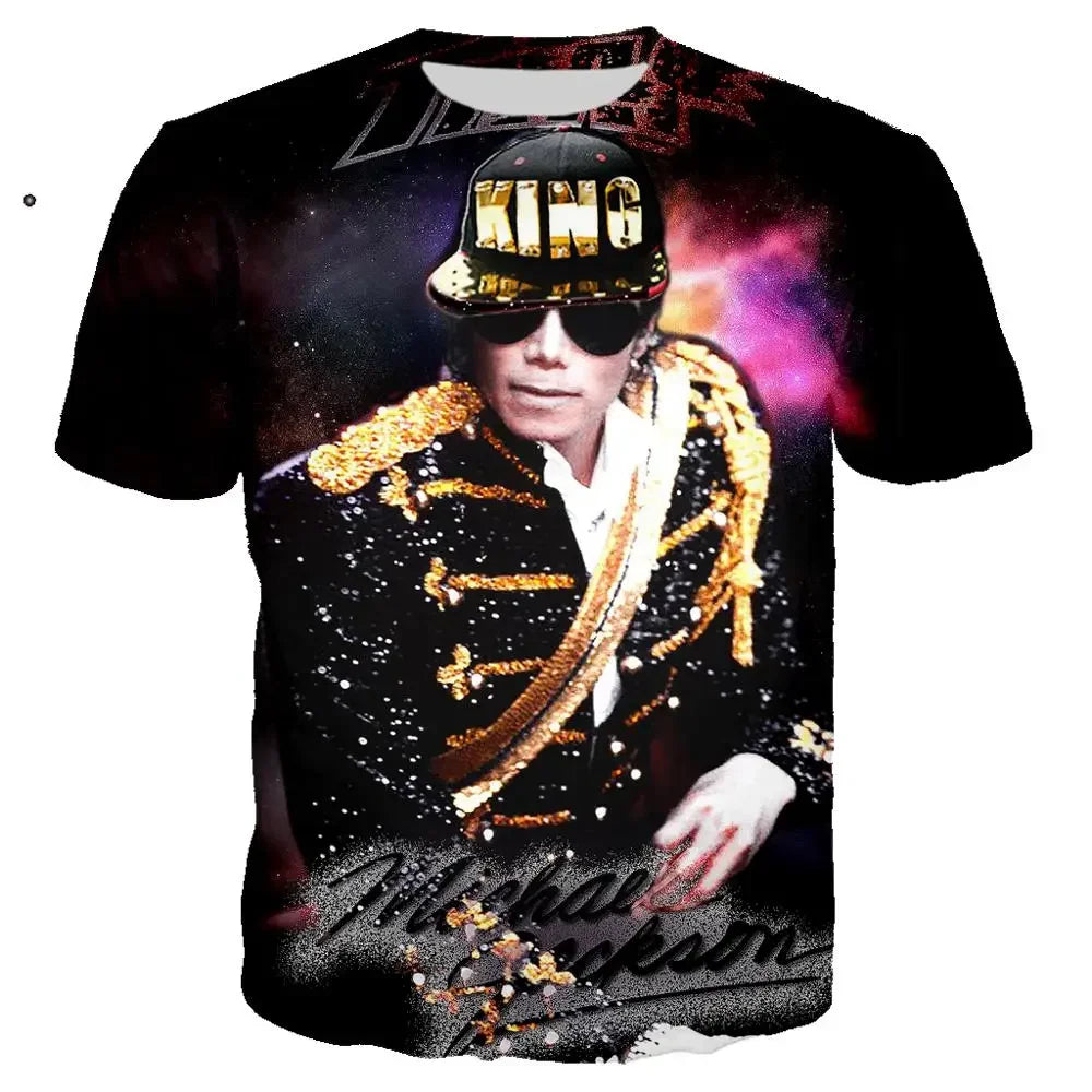 Michael Jackson Printed 3D T-shirt Unisex Summer Casual Streetwear Hip Hop Short Sleeve Fashion Harajuku Oversized Tops