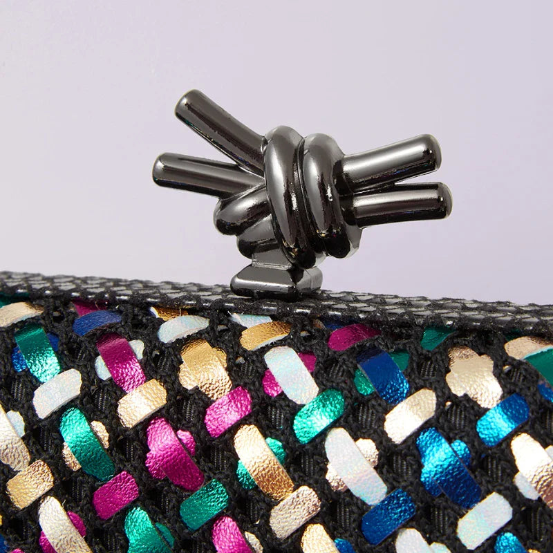 Hand Woven Clutch Purse Luxury For Women 2025 New High Grade Party Wedding Prom Mixed Colors Evening Bag Elegant Trend Chain Bag