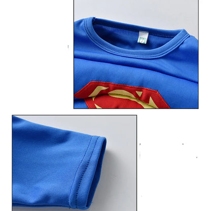 Kids Superheo Boys Cosplay Costume Party Super Muscle Suit  Children Suit Girl Boy Tops Pants Cloak Set Casual Clothes Halloween