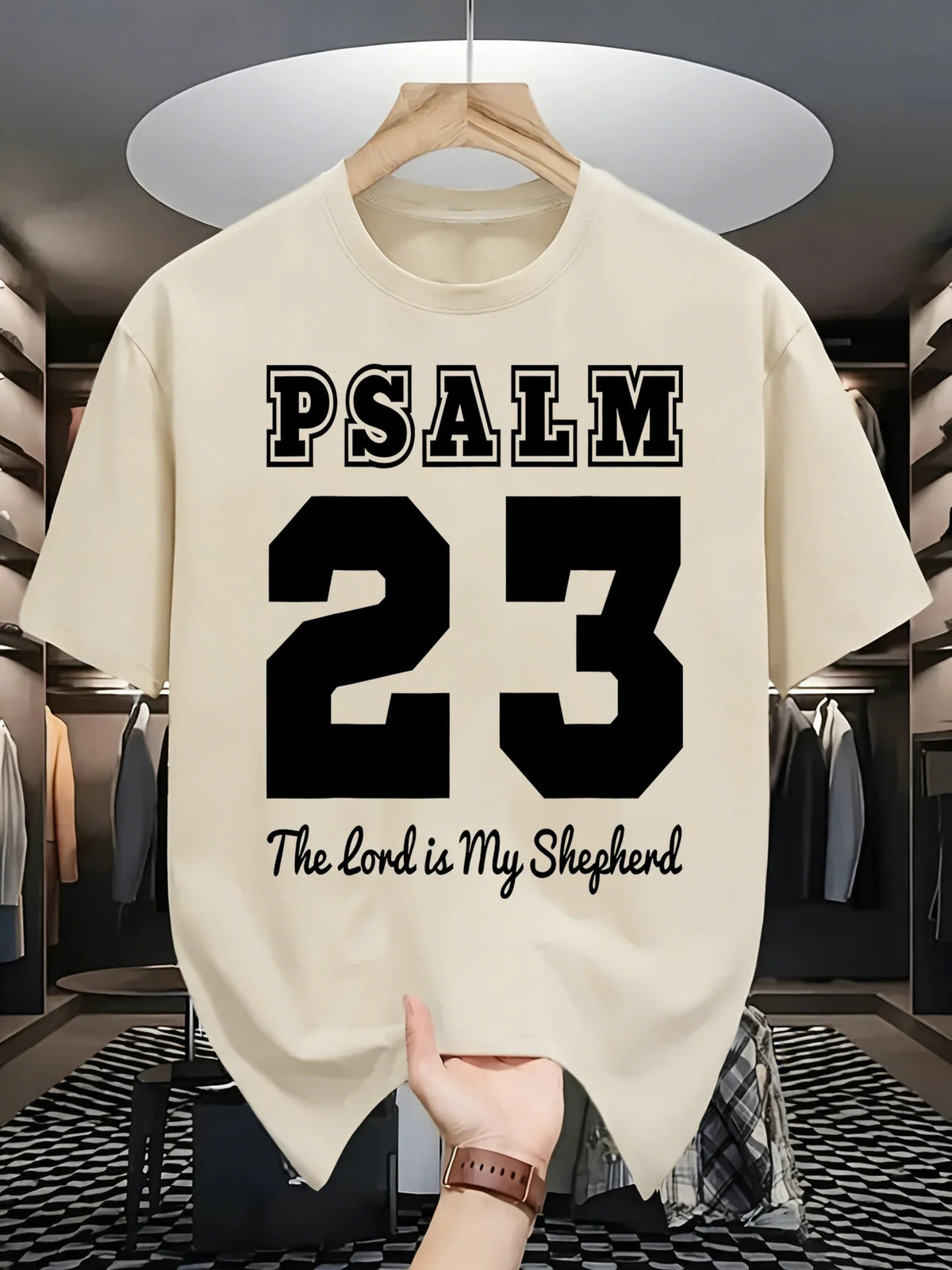 Psalm Number 23 Printing T-Shirt Men Cotton Crewneck T Shirts Summer Loose Basics Clothing Fashion Unisex Retro Short Sleeve