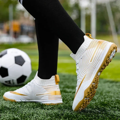 Men Soccer Shoes Ankle Outdoor Long Spikes Football Boots TF Professional Grass Cleats Unisex Football Shoes Chuteira Society