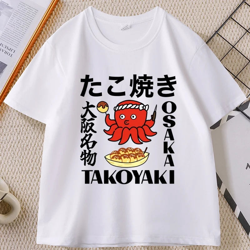 Japanese Style T-shirt drunken octopus Osaka Tshirt Seafood Men Women Graphic Tee Cotton Printed Short Sleeve T Shirt Streetwear