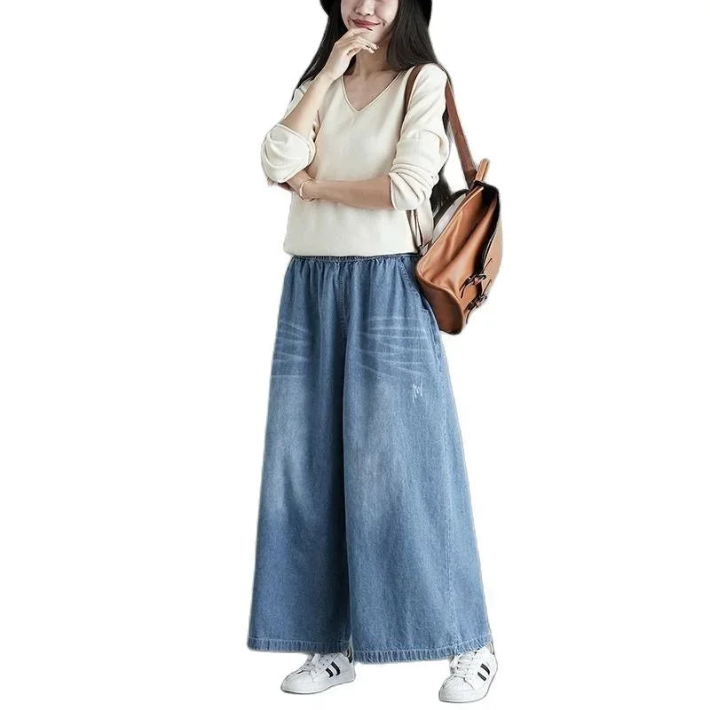 2024 baggy jeans Women y2k New Casual Streetwear Denim Pants Wide leg Street Style Vintage High Waist Pockets ripped Jean Femme