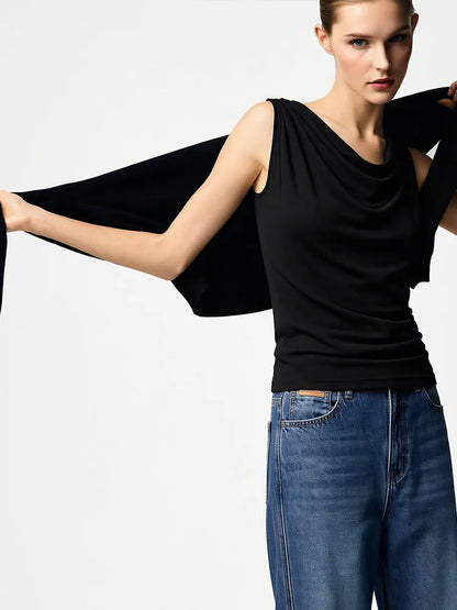 Cowl Neck Women's Tank Top 2026 Summer New Stretch Knit Sleeveless Camisole Loose Casual Holiday Vest For Women 12622062