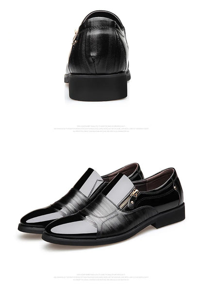 New autumn men's leather shoes Sharp pointed outdoor anti slip flat Fashion Business Zipper Footwear Casual comfort male shoes