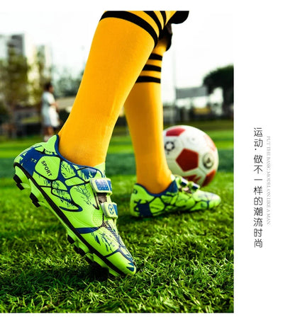 Kids Soccer Shoes Outdoor Non-Slip Football Sports Shoes Boy Training Shoes Child HOOK&LOOP Lightweight Children's Soccer Cleats