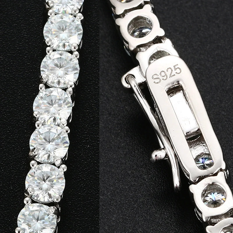 Premium Unisex Moissanite Tennis Necklace for Men Original 925 Sterling Silver Hip Hop Tennis Bracelets for Women
