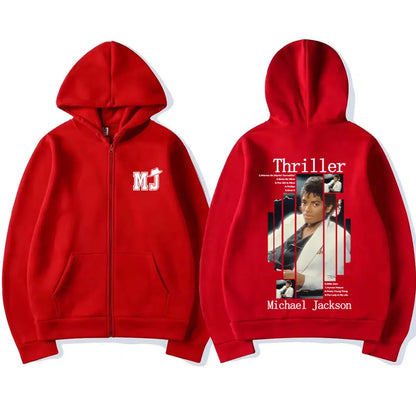 Michael Jackson Thriller Album Graphic Zipper Hoodie Men Women Retro Gothic Rock Zip Up Jacket Men's Oversized Zip Up Hoodies
