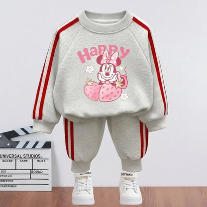 2026 Spring New Style Children Clothing Sets Girls O Neck Hoodies and Side Stripe Trouser Two Piece Kids Casual Sweatshirts Set