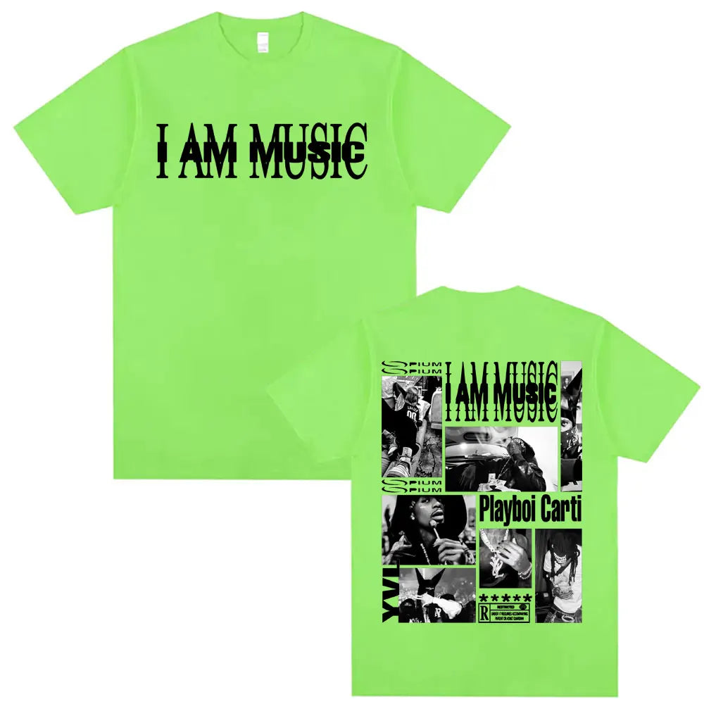 Rapper Playboi Carti I AM MUSIC Album Logo T Shirt Mens Clothing Hip Hop 90s Vintage Tshirt Male Casual Cotton Oversized T-shirt