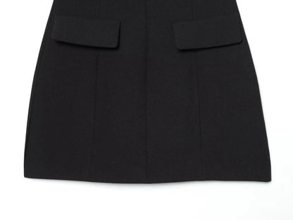 Elegant Holiday Chic Women Mini Dress Black O-Neck Zipper Short Puff Sleeve Dress Fashion 2026 Spring Summer Party Dress