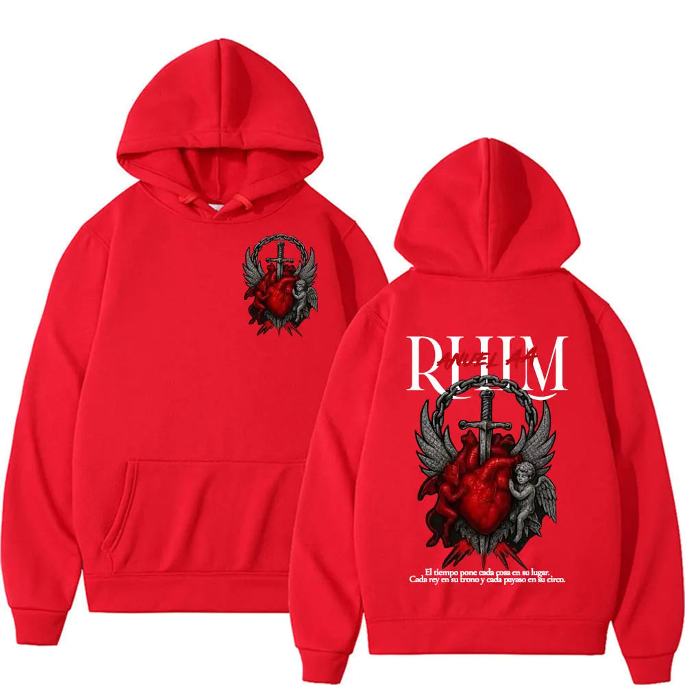 Rapper Anuel AA Rhlm 2 Album Tour Graphic Hoodies Men's Clothing Oversized Hip Hop Gothic Long Sleeve Hoodie Comfort Sweatshirts