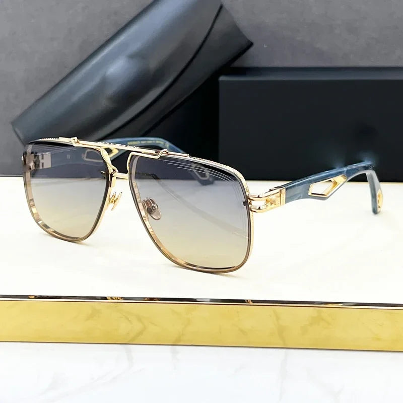 Luxury Me's Sunglasses Large Square Women Alloy Acetate Double Bridges Handmade in Germany High Quality Gafas UV400 THE KING  II