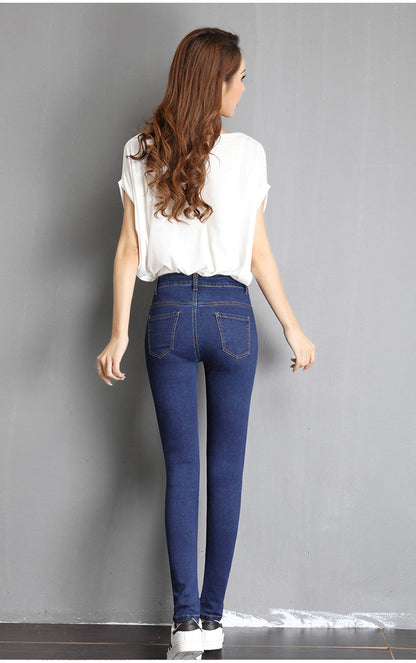 Jeans for Women Mom Jeans Blue Gray Black Woman High Elastic Stretch Jeans Female Washed Denim Skinny Pencil Pants