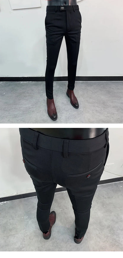 2025 Winter Men Suit Pants Woolen Thicken Keep Warm Formal Trousers Pantalones Hombre Solid Casual Slim Fit Pants Men Clothing