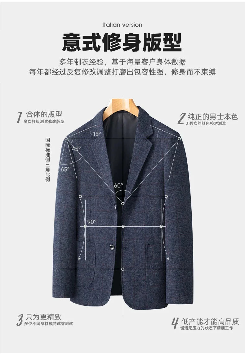 Men's Casual Loose Fit Blazer 13 Colors All-Season Plaid Suit Jacket for Men