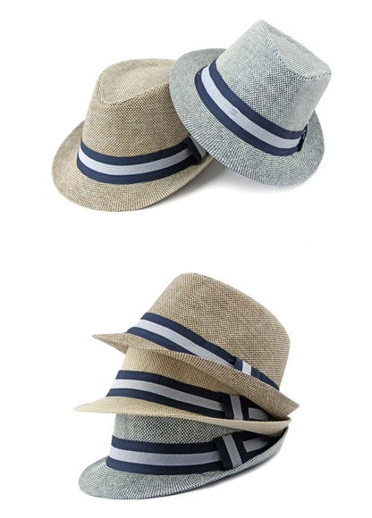 Middle-aged and Elderly Men's Top Hat Spring Summer Luxury Designer Sun Protection Beach Cap Grass Wedding Fedora Jazz Hat Party