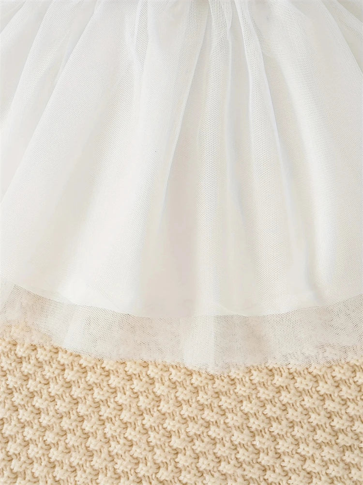Newborn 2024 Baby Girls Dress Summer Waist Flower Vest Sleeveless Short Top Sweet Girl Lace Mesh Dress