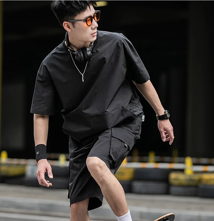 Men's Summer Thin Short Sleeve T-Shirt Ice Silk Quick Dry Large Size round Neck Sport Loose Casual Workwear Breathable Sweat ...