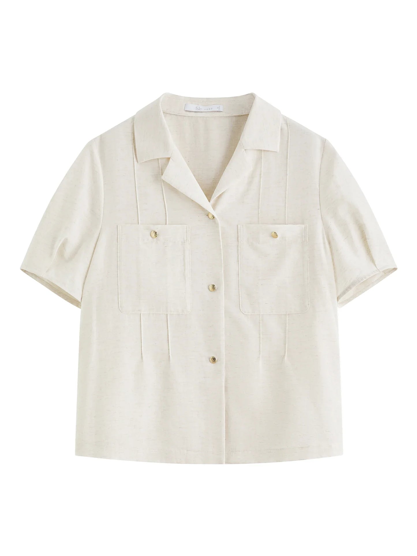 Minimalism Style Linen Short-sleeved Shirt For Women Summer 2025 New Arrival Simple Retro Suit Collar Shirt 25FS12511