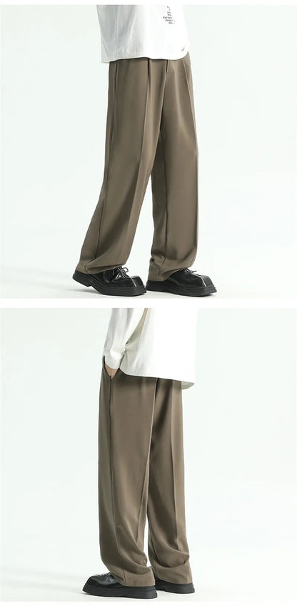 Men's Straight Pants Thin Man Black Comfortable Pant Summer Casual Streetwear Loose Trouser Japanese 5XL Trendy Fashion