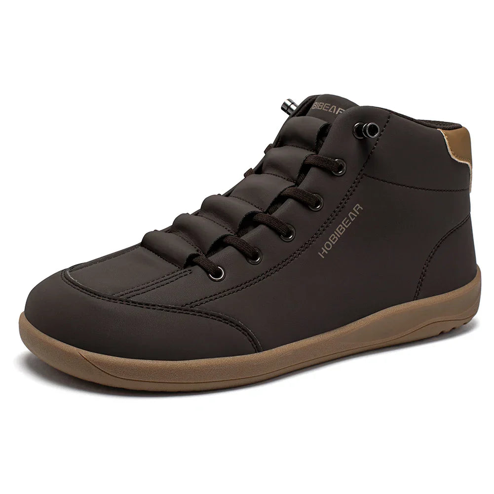 Mid-Top Barefoot Shoes Unisex Wide Toe Minimalist Ankle Boots Artificial Leather Outdoor Non-Slip Sneaker