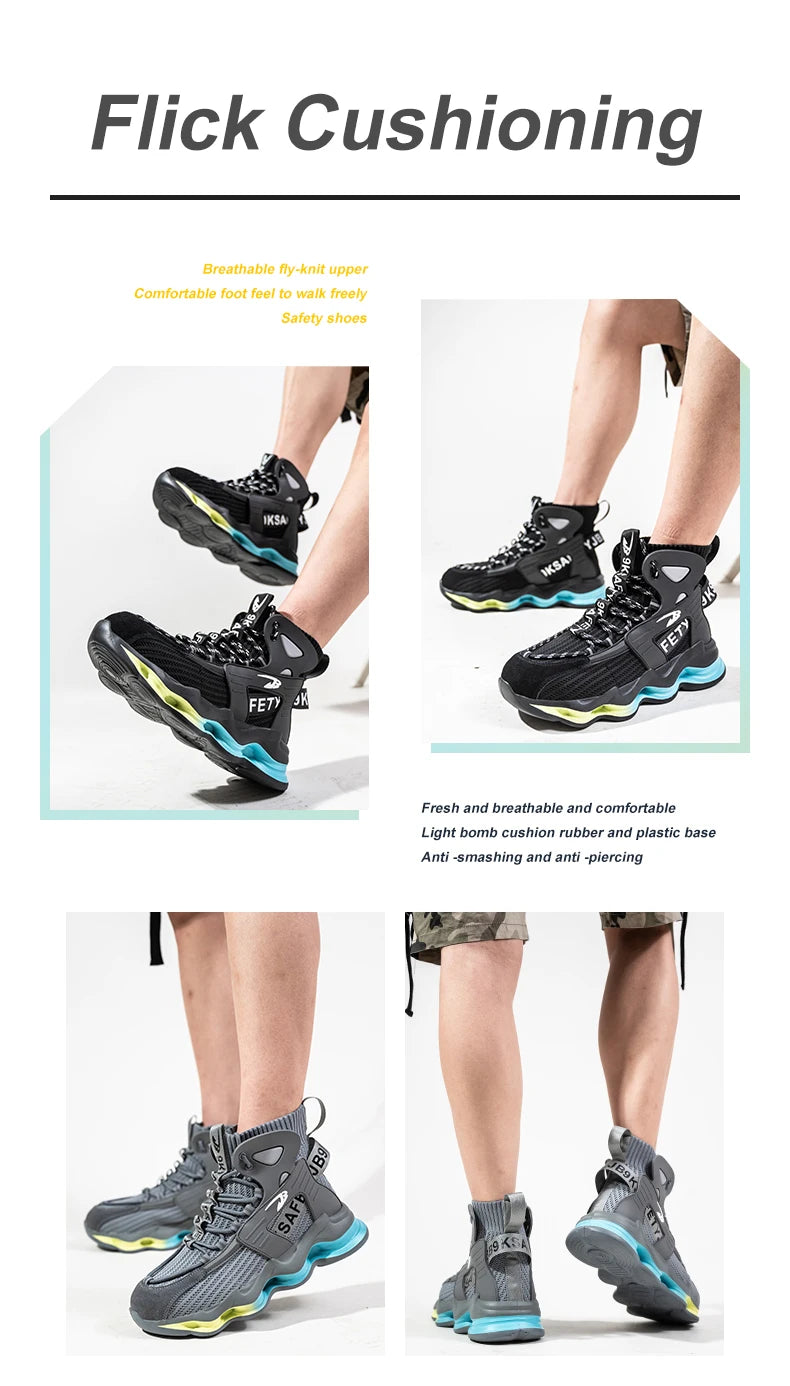 European Plus Size 50 Newest Design Men Wrok Safety Boots Anti-smash Steel Toe Cap Indestructible Construction Industry Shoes