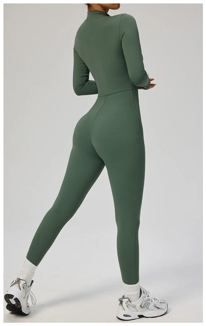 Zipper Jumpsuit Women Quick Dry Clothing Sportswear Woman Gym Yoga Sport Sets Spandex Nylon Workout Sets Women Tracksuit