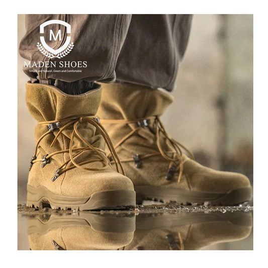 Men's Vintage High-top Desert Boots Outdoor Cowboy Boots Indestructible Work Shoes Winter Safety Shoes