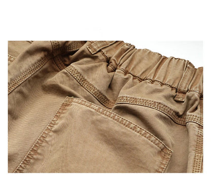 Korean Streetwear High Quality Double Gauge Twill Wash Cargo Pants For Men Clothing Harajuku Cotton Casual Straight Leg Trousers