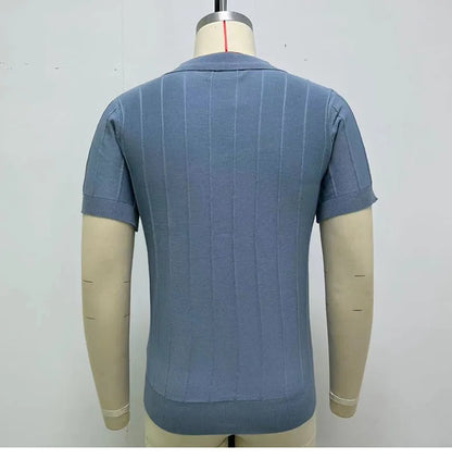 Men's Short-Sleeved Polo Shirt with Lapel Collar, Business Casual Style, Pure Color Sweater, New Fashionable Design, Plus Size