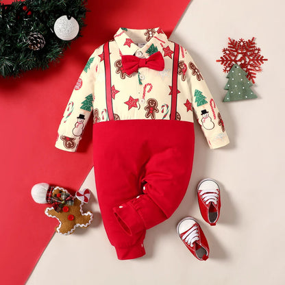 Prowow 0-18M Baby Christmas Costume Cartoon Deer Jumpsuit With Santa Hat Christmas Baby Romper For Newborn New Year Costume