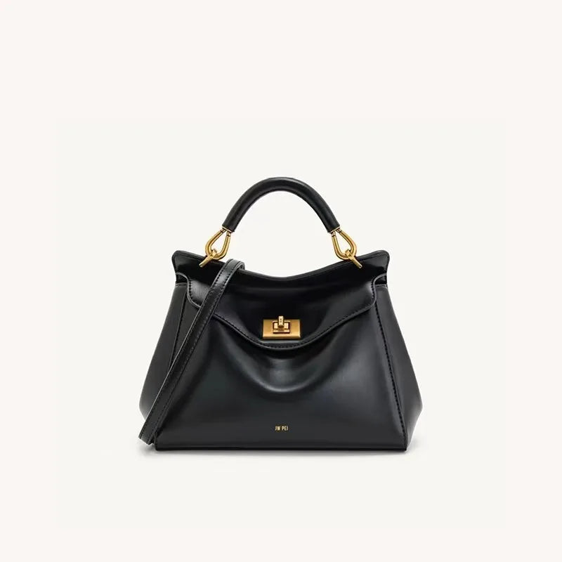 Lucia Elegant Buckle Genuine Leather Handbag for Women, Urban Casual Commuter Shoulder and Crossbody Bag