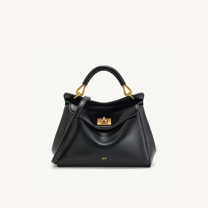 Lucia Elegant Buckle Genuine Leather Handbag for Women, Urban Casual Commuter Shoulder and Crossbody Bag