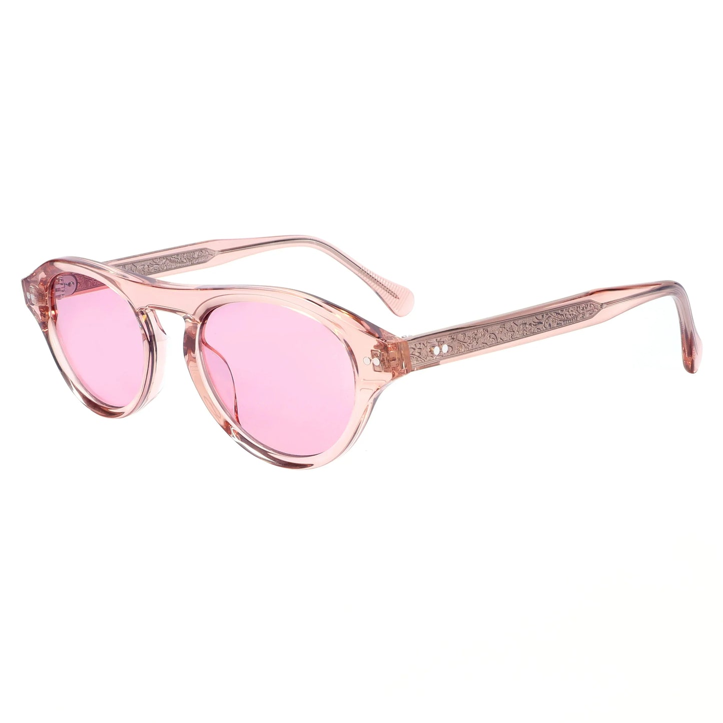 Vintage Black Acetate Sunglasses Women Retro Rivet Oval Sun Glasses Designer Engraved Shades UV400 Luxury Eyewear